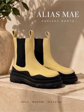 Alias Mae Cream Chelsea Lug Boots with Black Sole - Combat Boots